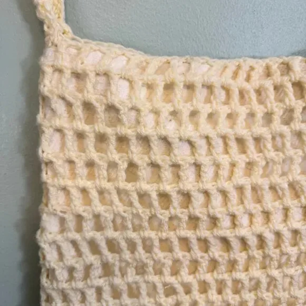 Handmade Granny Square Boho Shoulder Tote Bag Cream Floral Crochet Purse Hippie